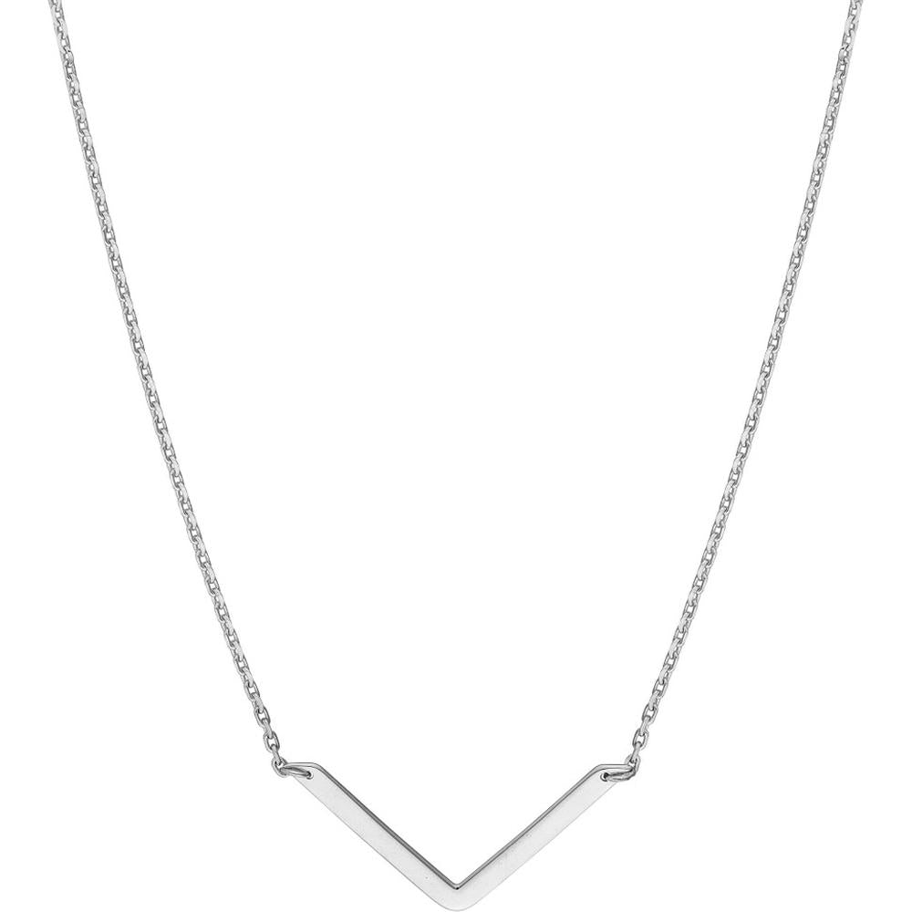 Olas d'Oro - 14K White Gold V-Shape Drop Adjustable Necklace
