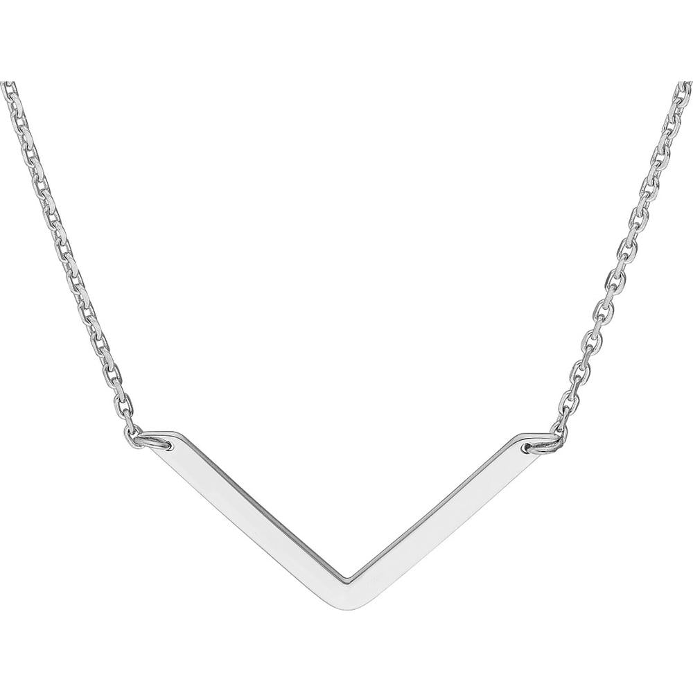 Olas d'Oro - 14K White Gold V-Shape Drop Adjustable Necklace