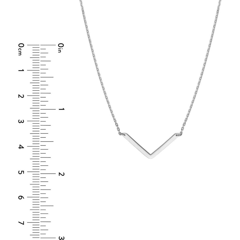 Olas d'Oro - 14K White Gold V-Shape Drop Adjustable Necklace