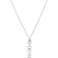 Olas d'Oro - 14K White Gold Vertical Block Numeral Necklace - 7mm Pendant