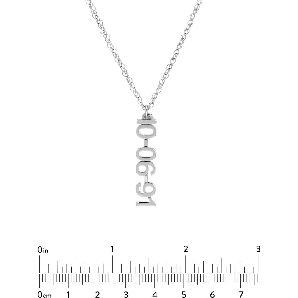 Olas d'Oro - 14K White Gold Vertical Block Numeral Necklace - 7mm Pendant