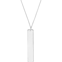 Olas d'Oro - 14K White Gold Vertical Engravable Bar Adjustable Necklace 3.78 Grams