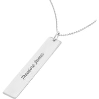 Olas d'Oro - 14K White Gold Vertical Engravable Bar Adjustable Necklace 3.78 Grams