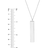 Olas d'Oro - 14K White Gold Vertical Engravable Bar Adjustable Necklace 3.78 Grams