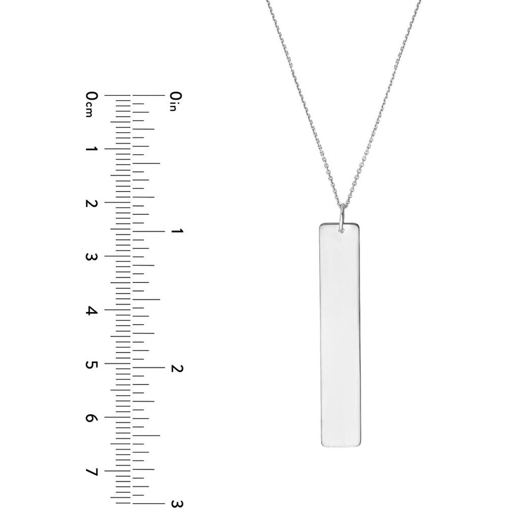 Olas d'Oro - 14K White Gold Vertical Engravable Bar Adjustable Necklace 3.78 Grams