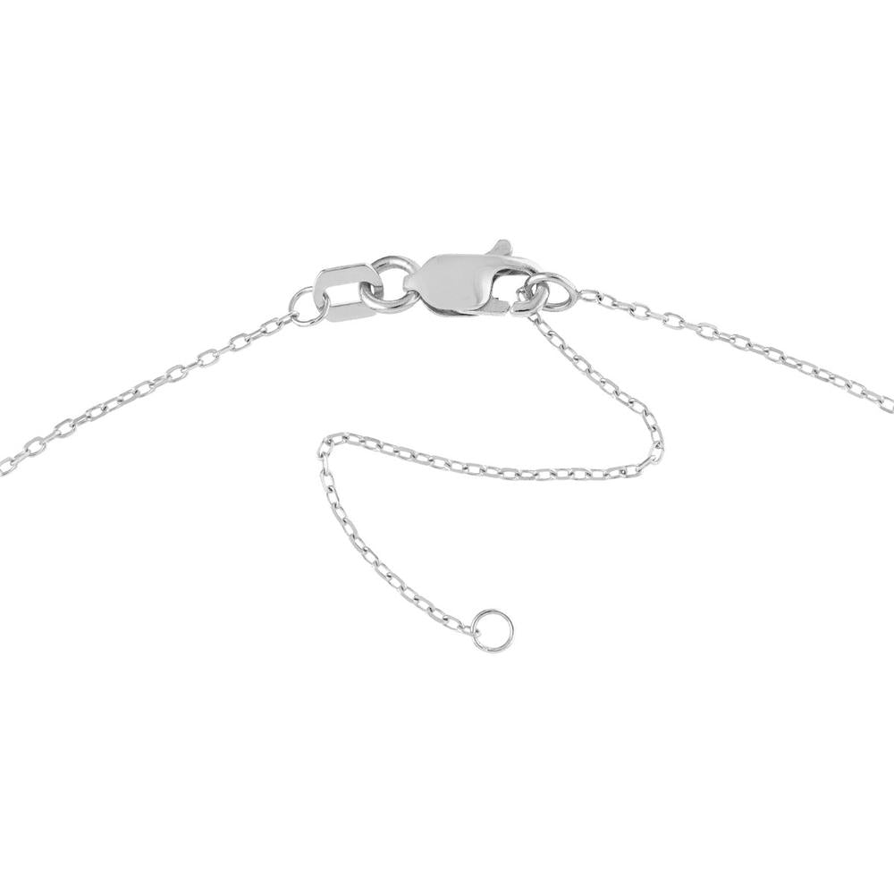 Olas d'Oro - 14K White Gold Vertical Script Font Necklace - Customizable Pendant with Lobster Clasp
