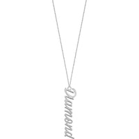 Olas d'Oro - 14K White Gold Vertical Script Pendant Necklace - Personalized Design