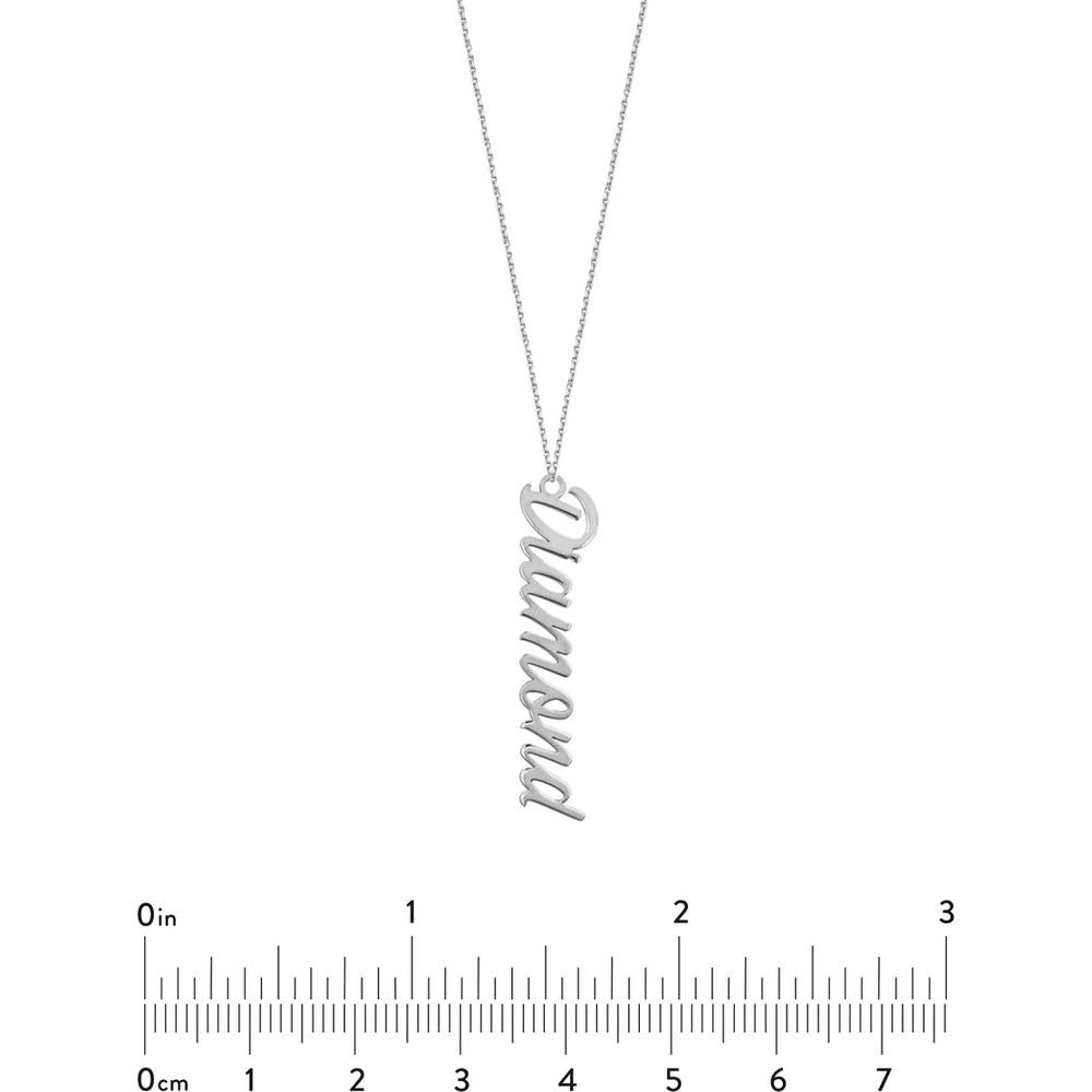 Olas d'Oro - 14K White Gold Vertical Script Pendant Necklace - Personalized Design