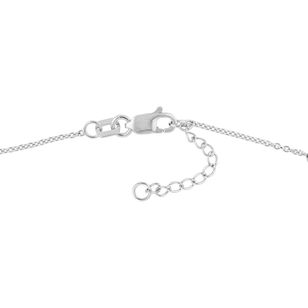 Olas d'Oro - 14K White Gold Virgin Mary and Cross Adjustable Anklet with Bead Accents