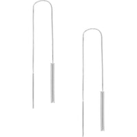 Olas d'Oro - 14K White Gold Wide Bar Threader Earrings - 1.30 Grams Total Weight