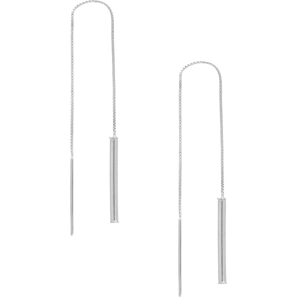 Olas d'Oro - 14K White Gold Wide Bar Threader Earrings - 1.30 Grams Total Weight