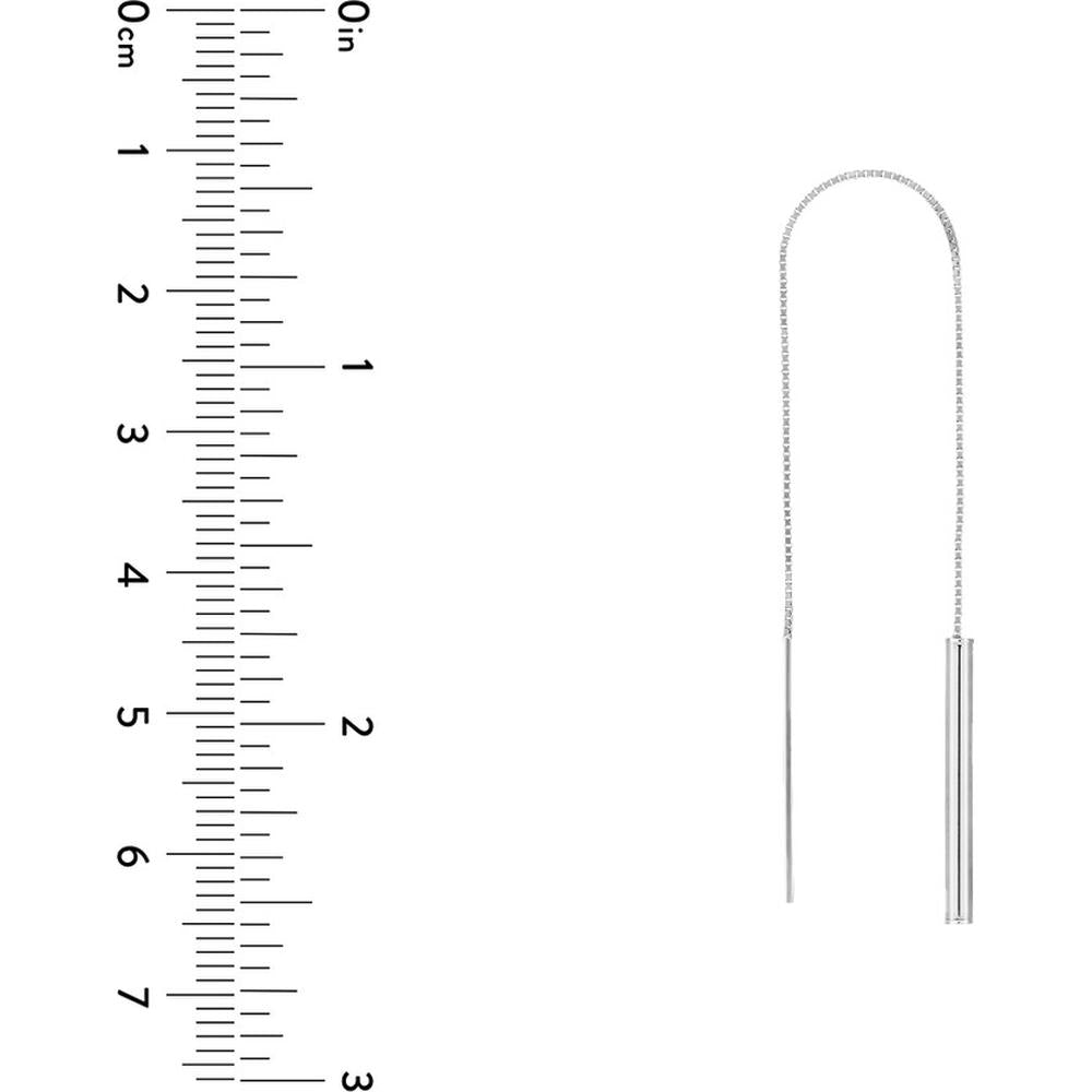 Olas d'Oro - 14K White Gold Wide Bar Threader Earrings - 1.30 Grams Total Weight