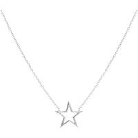 Olas d'Oro - 14K White Gold Wire Star Adjustable Necklace 1.85 Grams Total Weight