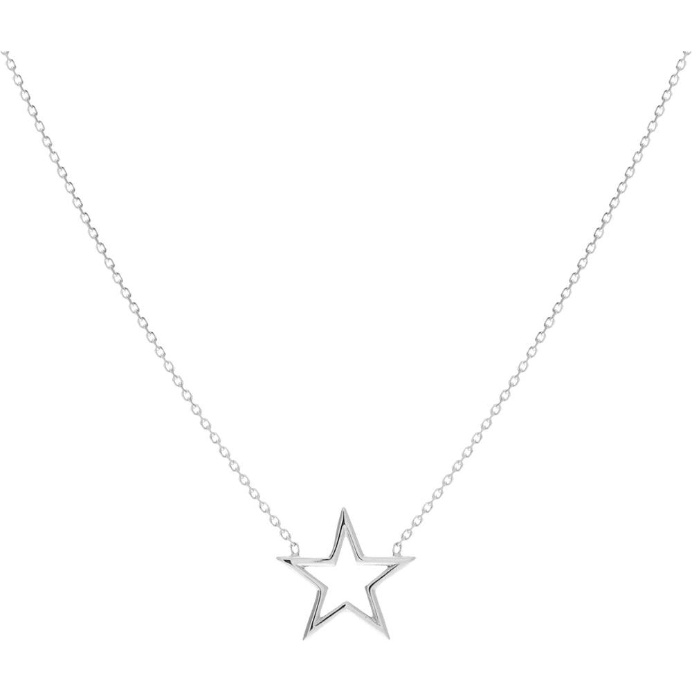 Olas d'Oro - 14K White Gold Wire Star Adjustable Necklace 1.85 Grams Total Weight