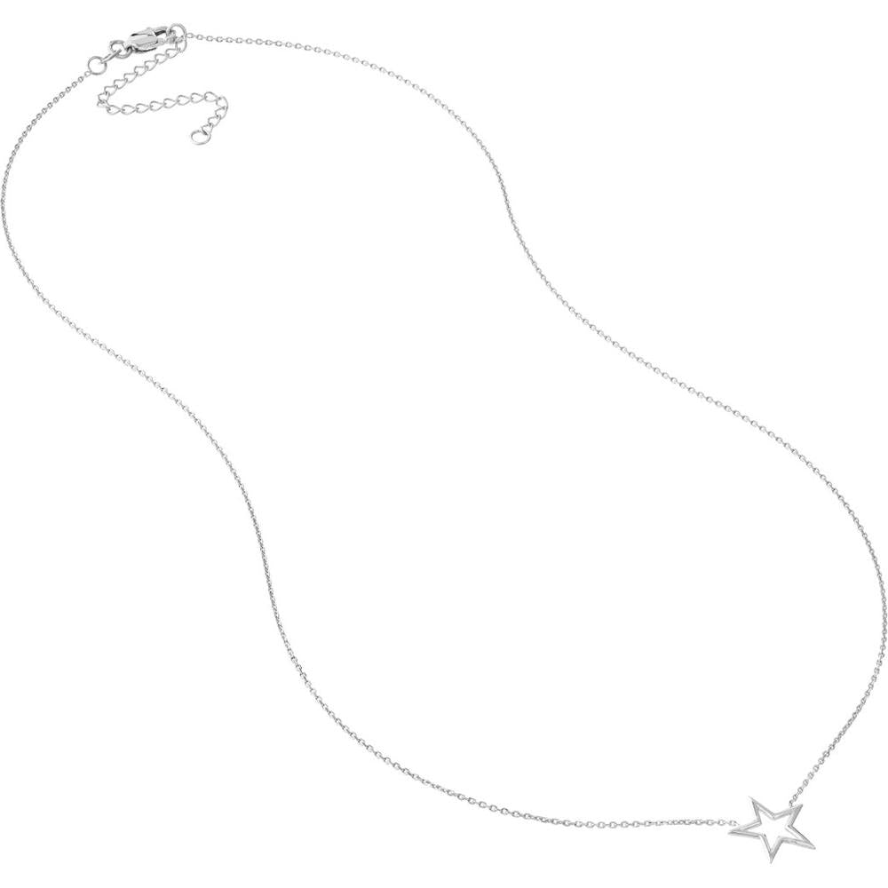 Olas d'Oro - 14K White Gold Wire Star Adjustable Necklace 1.85 Grams Total Weight