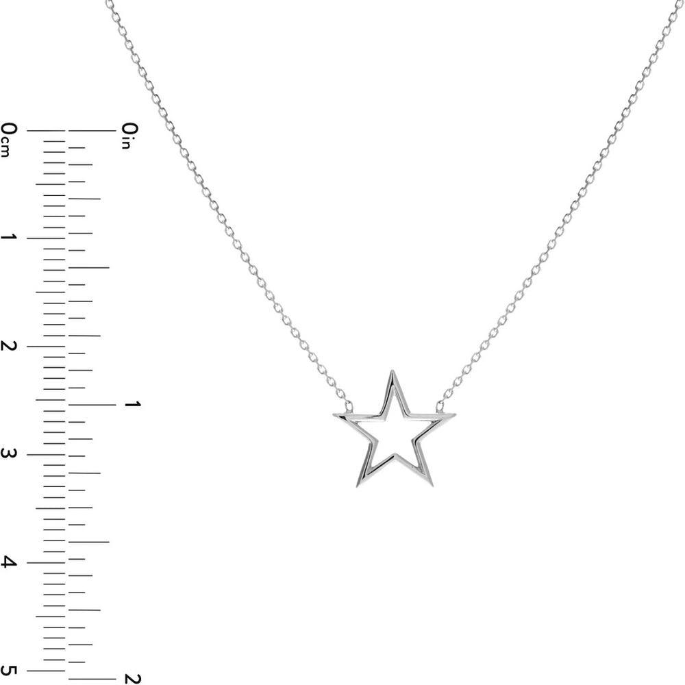 Olas d'Oro - 14K White Gold Wire Star Adjustable Necklace 1.85 Grams Total Weight