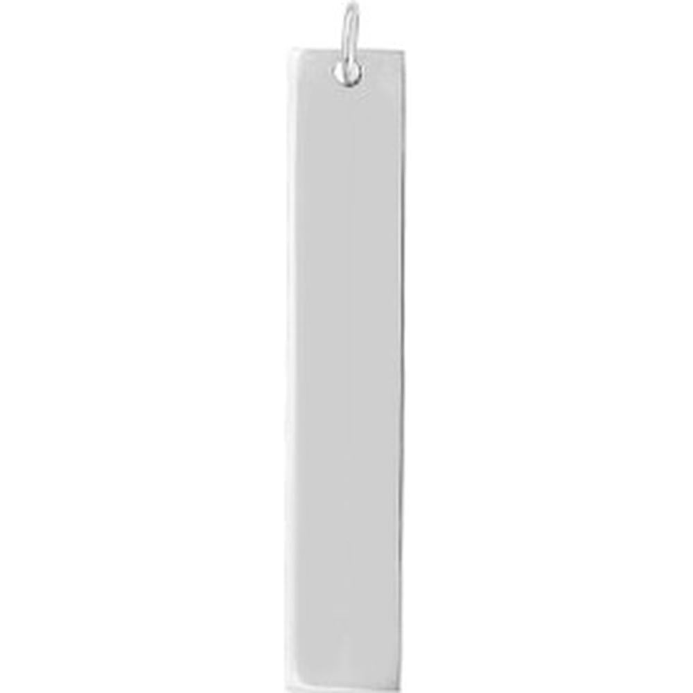 Olas d'Oro - 14K White Gold X-Long Vertical Bar Engravable Charm - 2.31 Grams