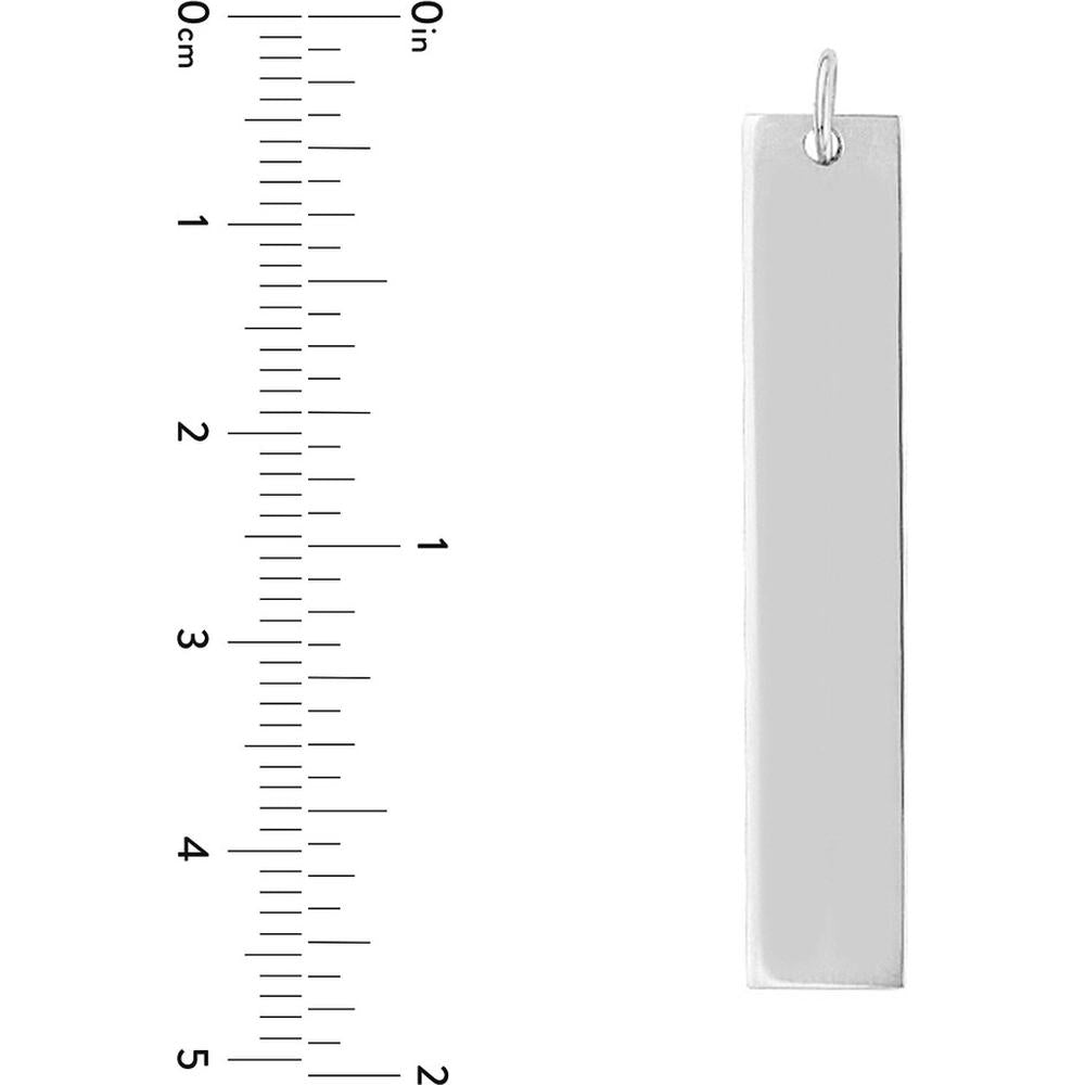 Olas d'Oro - 14K White Gold X-Long Vertical Bar Engravable Charm - 2.31 Grams