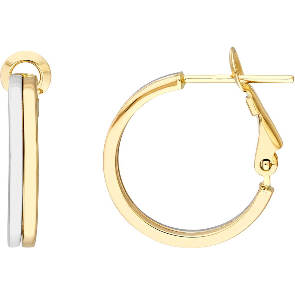 Olas d'Oro - 14K Yellow and White Gold 18mm Two-Tone Omega Back Earrings - 2.10g Total Weight