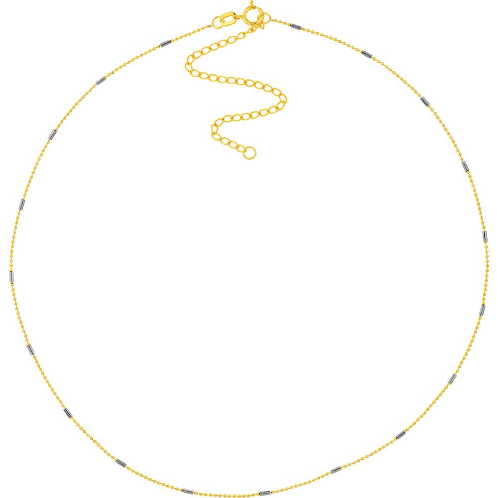 Olas d'Oro - 14K Yellow and White Gold Adjustable Saturn Chain Choker Necklace - 0.95mm Diamond Cut