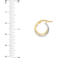 Olas d'Oro - 14K Yellow and White Gold CZ Curved Mini Hoop Earrings - 0.50 Carat Total CZ Weight