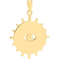 Olas d'Oro - 14K Yellow and White Gold Diamond Eye Stick Frame Pendant - 0.03 Carat Diamond Weight