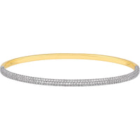Olas d'Oro - 14K Yellow and White Gold Diamond Half Pave Bangle - 1.89 Carat Total Carat Weight
