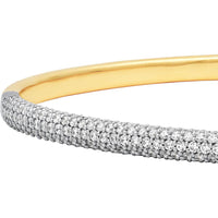 Olas d'Oro - 14K Yellow and White Gold Diamond Half Pave Bangle - 1.89 Carat Total Carat Weight