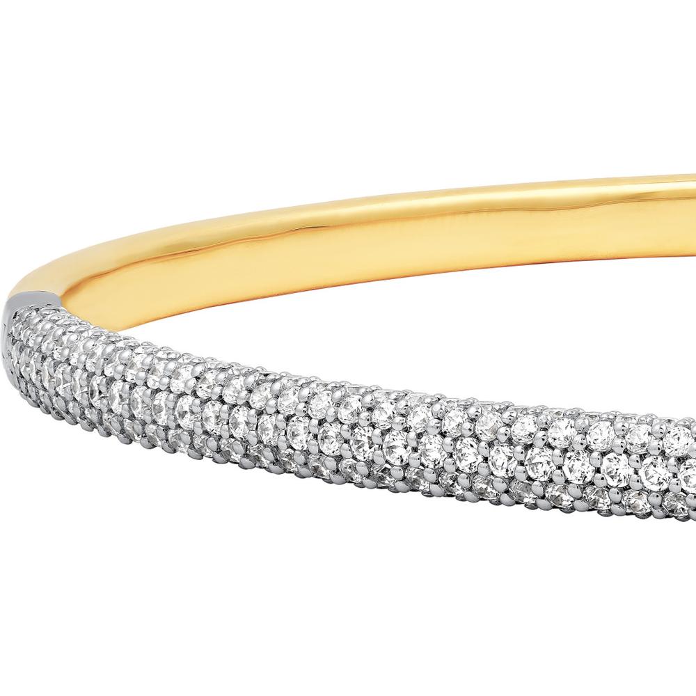 Olas d'Oro - 14K Yellow and White Gold Diamond Half Pave Bangle - 1.89 Carat Total Carat Weight