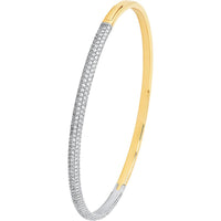 Olas d'Oro - 14K Yellow and White Gold Diamond Half Pave Bangle - 1.89 Carat Total Carat Weight