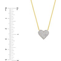 Olas d'Oro - 14K Yellow and White Gold Diamond Pave Heart Pendant Necklace - 0.34 Carat Total Diamond Weight