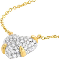 Olas d'Oro - 14K Yellow and White Gold Diamond Pave Heart Pendant Necklace - 0.49 Carat Total Diamond Weight