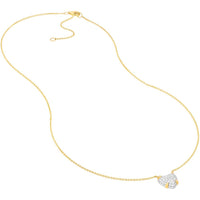 Olas d'Oro - 14K Yellow and White Gold Diamond Pave Heart Pendant Necklace - 0.49 Carat Total Diamond Weight
