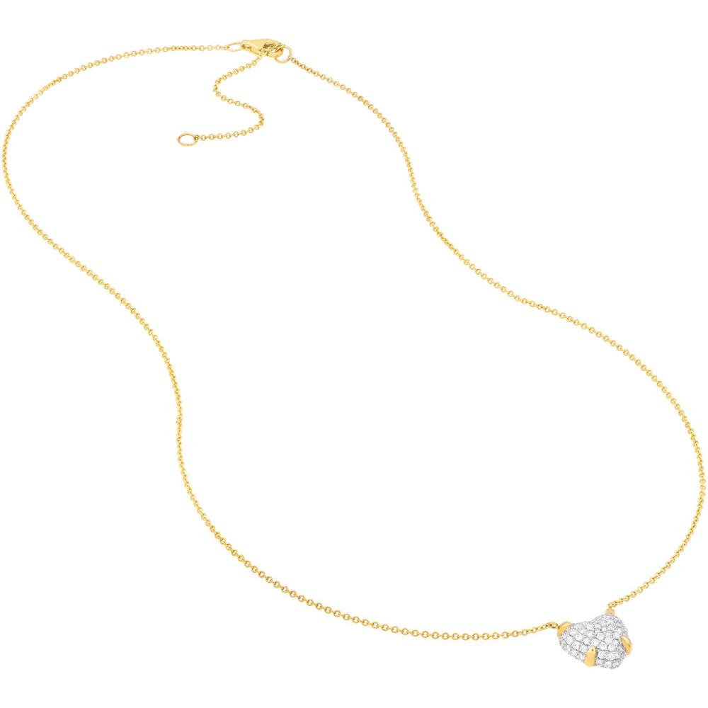 Olas d'Oro - 14K Yellow and White Gold Diamond Pave Heart Pendant Necklace - 0.49 Carat Total Diamond Weight