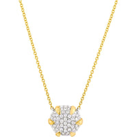 Olas d'Oro - 14K Yellow and White Gold Diamond Pave Round Pendant Necklace - 0.44 Carat Total Diamond Weight
