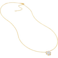 Olas d'Oro - 14K Yellow and White Gold Diamond Pave Round Pendant Necklace - 0.44 Carat Total Diamond Weight