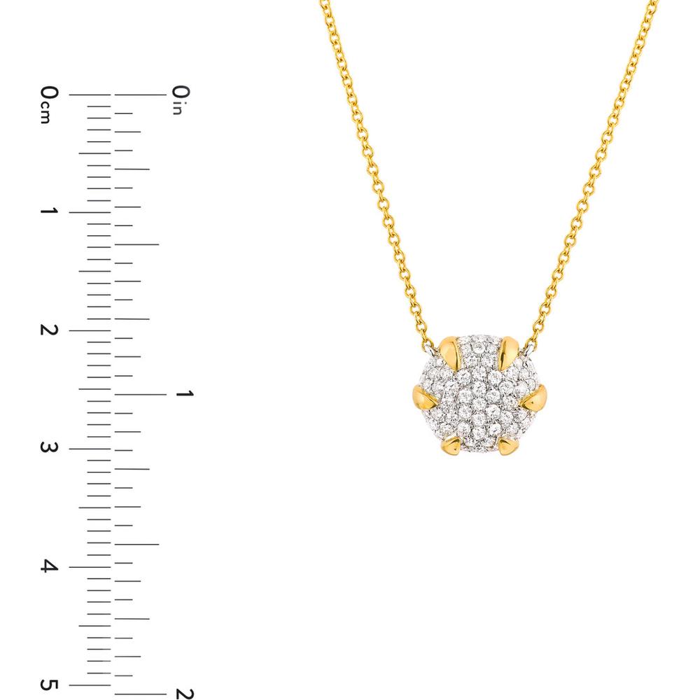 Olas d'Oro - 14K Yellow and White Gold Diamond Pave Round Pendant Necklace - 0.44 Carat Total Diamond Weight