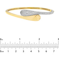 Olas d'Oro - 14K Yellow and White Gold Diamond Pave Teardrop Bypass Bangle - 2.18 Carat Total Diamond Weight