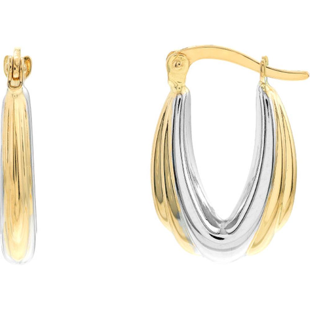 Olas d'Oro - 14K Yellow and White Gold Draped Oval Hoop Earrings  1.40g Total Weight