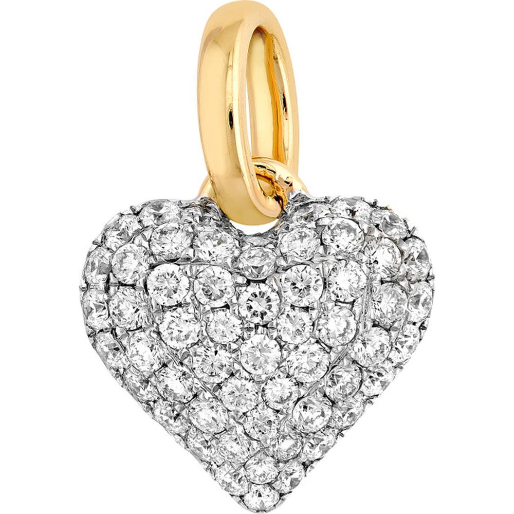 Olas d'Oro - 14K Yellow and White Gold Pave Diamond Heart Pendant - 3/8 Carat Total Diamond Weight