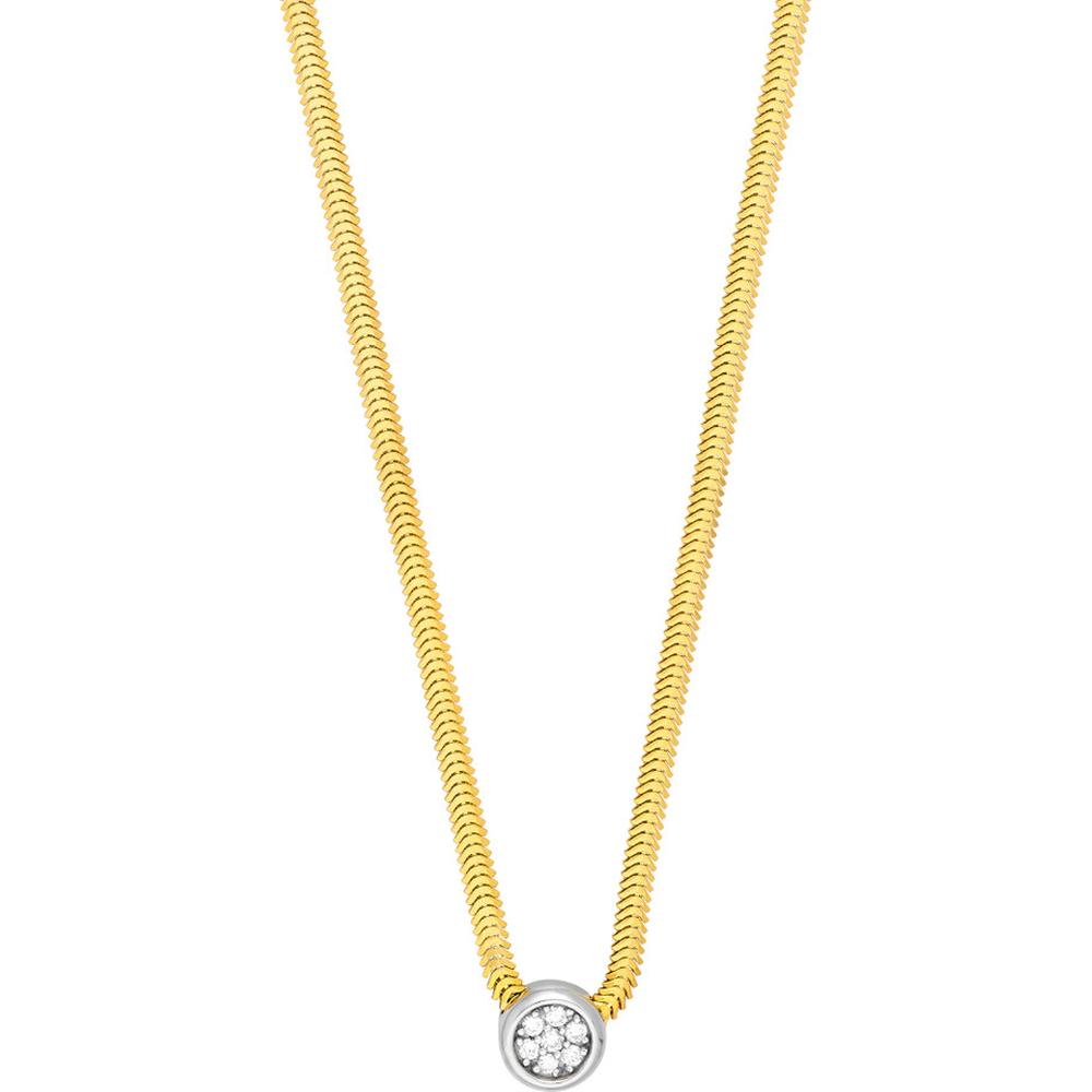 Olas d'Oro - 14K Yellow and White Gold Snake Pendant Necklace with Diamond - 0.10 Carat Total Diamond Weight