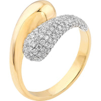 Olas d'Oro - 14K Yellow and White Gold Teardrop Diamond Bypass Ring - 0.75 Carat Total Diamond Weight