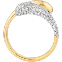Olas d'Oro - 14K Yellow and White Gold Teardrop Diamond Bypass Ring - 0.75 Carat Total Diamond Weight
