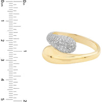 Olas d'Oro - 14K Yellow and White Gold Teardrop Diamond Bypass Ring - 0.75 Carat Total Diamond Weight