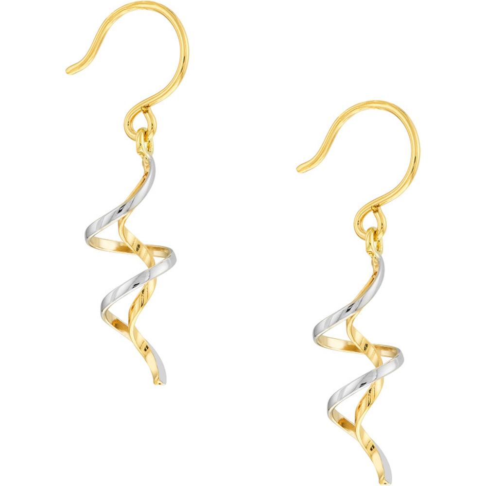 Olas d'Oro - 14K Yellow and White Gold Twisted Wire Dangle Earrings with Fish Hook Closure - 1.20g Total Weight