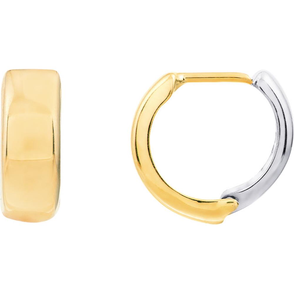 Olas d'Oro - 14K Yellow and White Gold Two-Tone Mini Hoop Earrings - 1.20g Total Weight