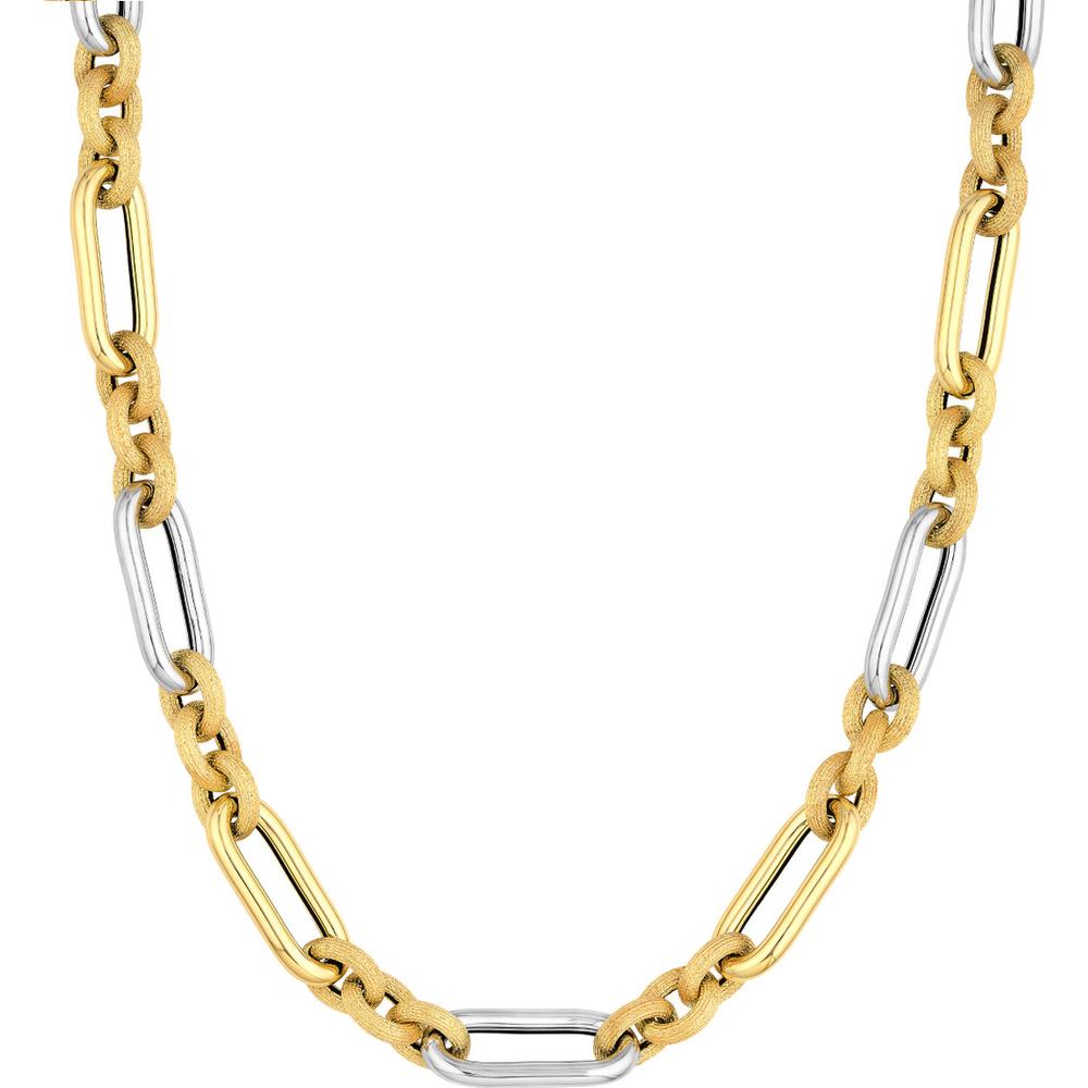 Olas d'Oro - 14K Yellow and White Gold Two-Tone Paper Clip Bracelet - 8.25" Length