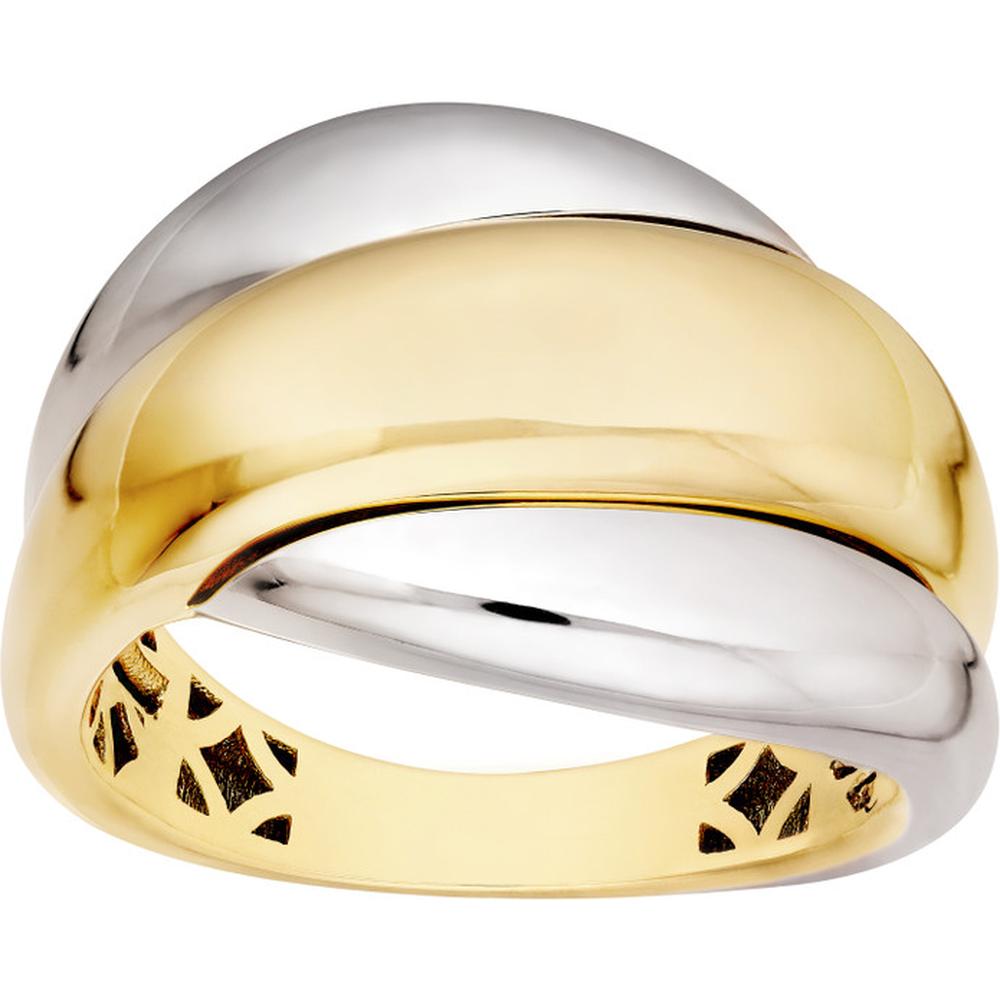 Olas d'Oro - 14K Yellow and White Gold Two-Tone Rolling Twist Ring - Size 7 - 4.70g