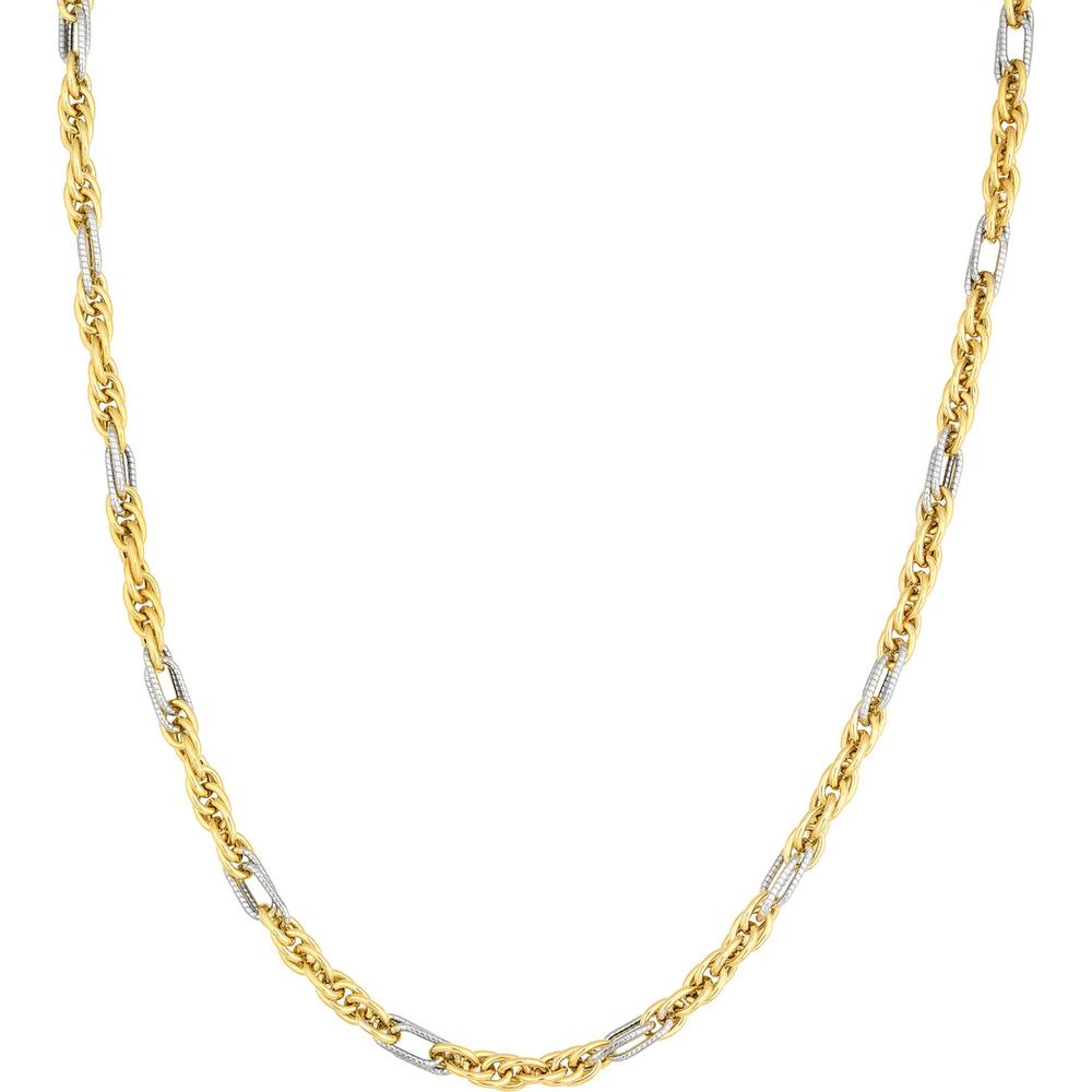 Olas d'Oro - 14K Yellow and White Gold Two-Tone Rope Chain Bracelet - 4.5mm, 7.5 inches in Length