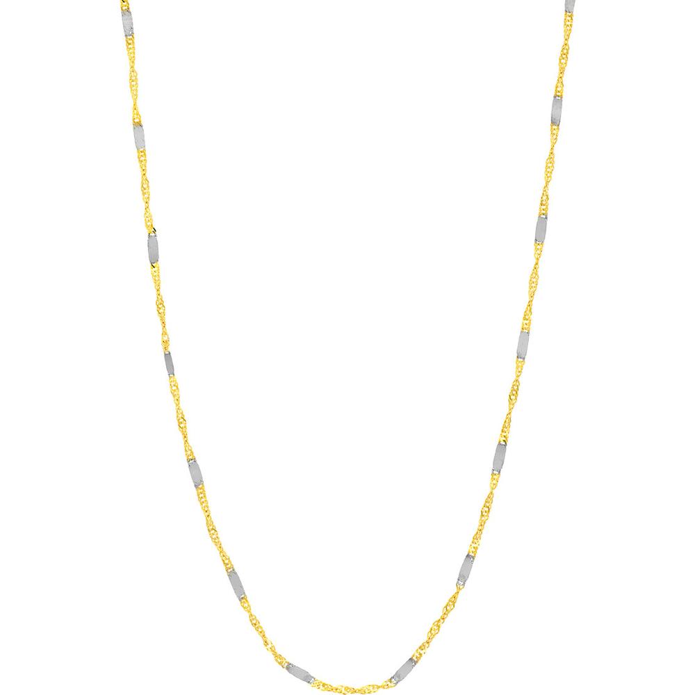 Olas d'Oro - 14K Yellow and White Gold Two-Tone Singapore Chain Choker Necklace - 10" Length